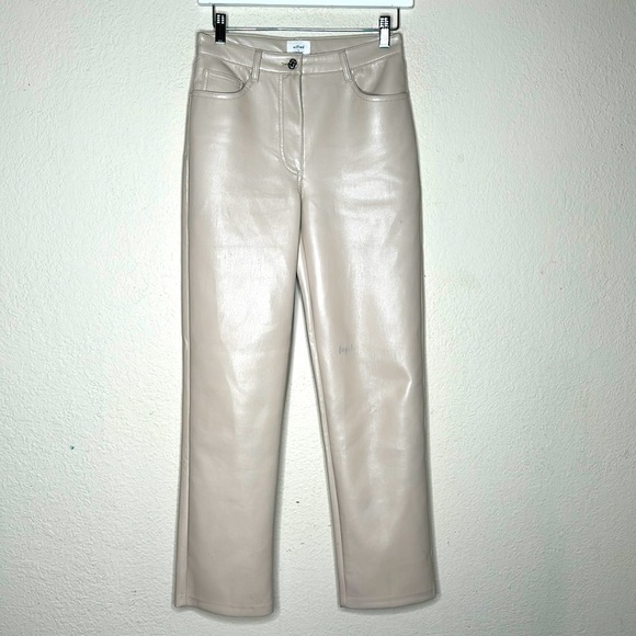 Wilfred The Melina Pant High-waisted Straight Leg Vegan Leather Pans Ivory Sz 2 - Picture 5 of 17